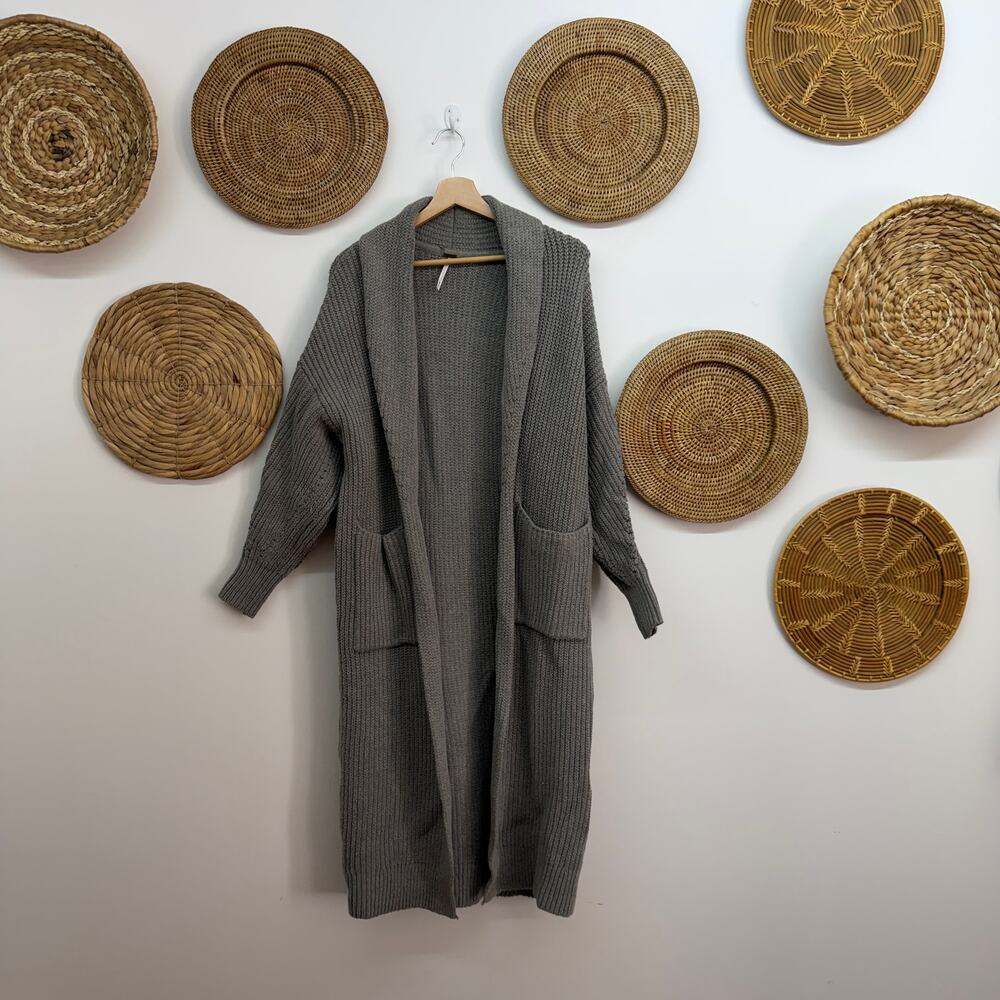 Free People Gray Duster Cardigan Sweater XS